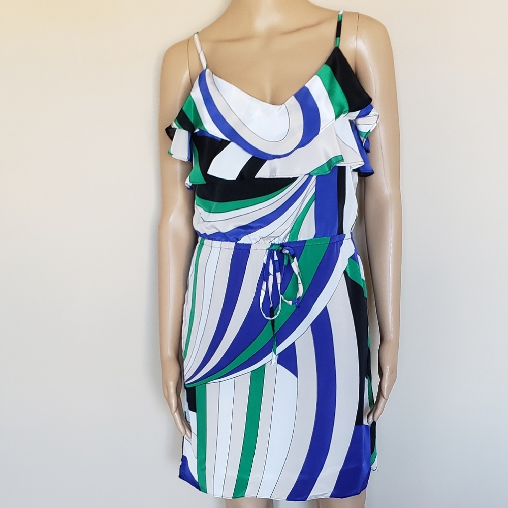 MYTH NYC BLUE BLACK & GREEN SLEEVELESS DRESS